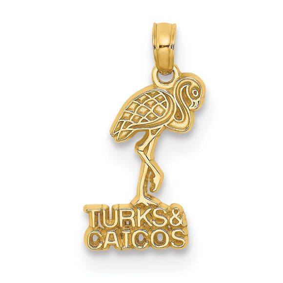 14k Yellow Gold TURKS & CAICOS Flamingo Charm